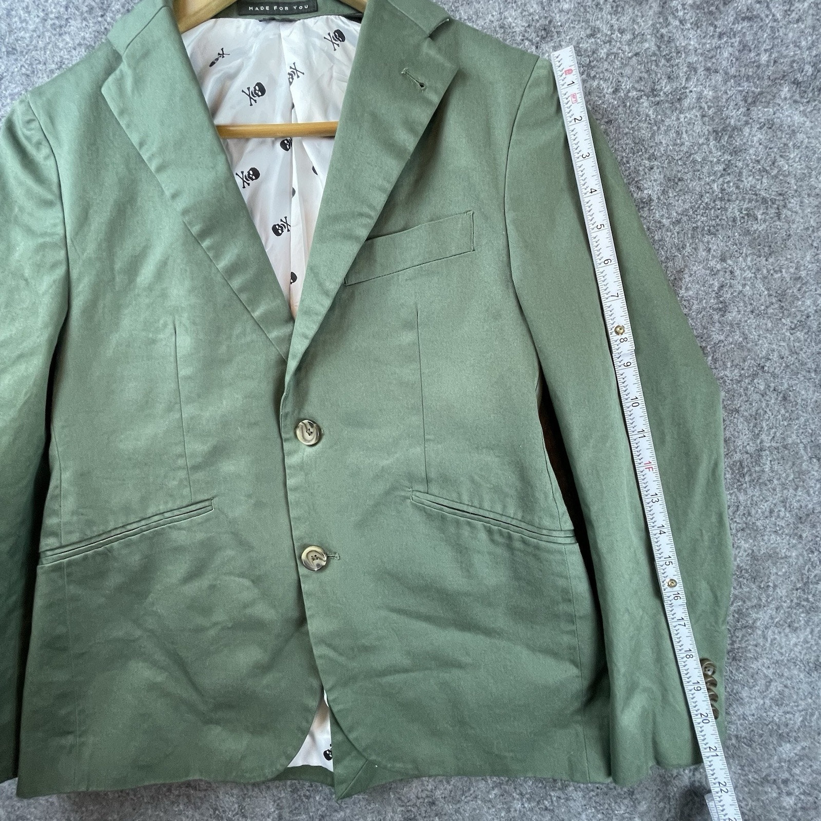 Indochino Blazer Men Green Extra Small Go Ducks Made For You Skull Lining Casual — image 6 of 8